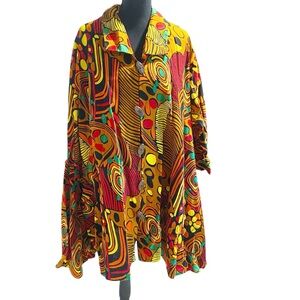Kara Chic by NF African Abstract Wax Cloth Ankara Button Down Dress OSFM